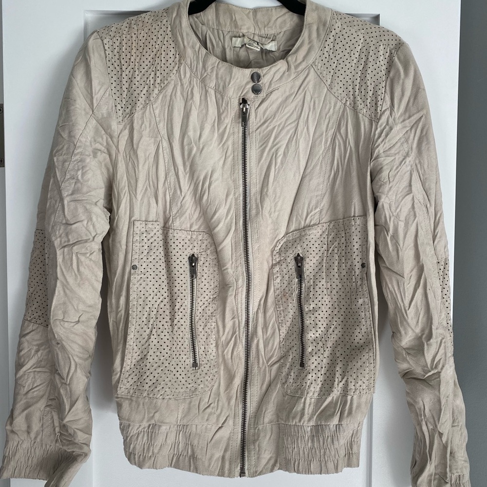 Forever 21 Textured Full-Zip Jacket Tan